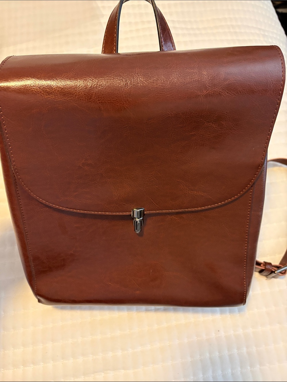 S Zone, Classic Brown Unisex Leather Backpack - Timeless